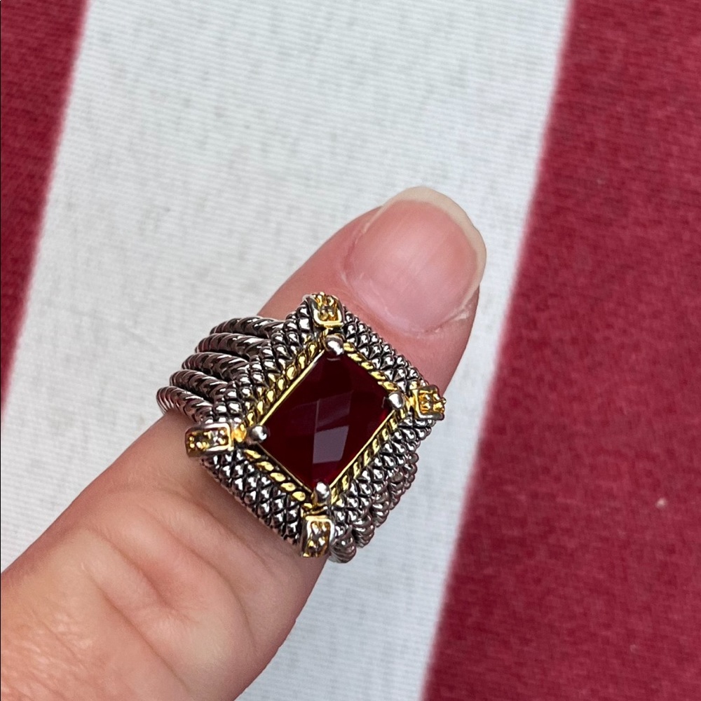 Silver & red  ring - Picture 4 of 6